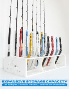 Alumínio Bent Butt Pesca <span class=keywords><strong>Rod</strong></span> Titular <span class=keywords><strong>Rack</strong></span>-Grande Capacidade de armazenamento para 45 Varas & Reel Combos, Montado Pole Organizer - Product Image 6