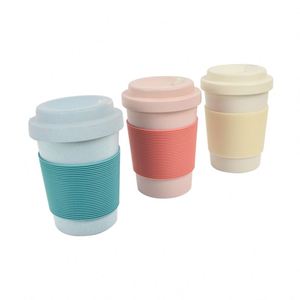 Mug portable en plastique de blé personnalisé en usine pour latte, cappuccino, chocolat chaud, lait – Tasse à café réutilisable 12 oz - Product Image 1