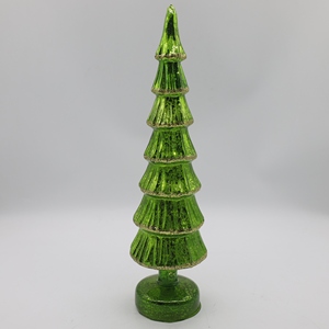 Albero di Natale Artificiale in Vetro con Stelle Dorate LED 10x18cm Marca SY Colore Personalizzabile Rosso Verde Cenere Decorazione da Tavolo - Product Image 3