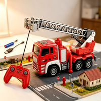 Camion de pompiers RC 4 canaux en gros avec échelle extensible, télécommande 27 MHz, recharge USB, jouet moteur télécommandé pour enfants et garçons, idéal comme cadeau