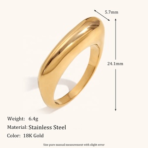 Dingran Roestvrijstalen Vergulde Rechthoekige Ringen Minimalistisch Modeontwerp Met Aanslagvrije Trendy Stijl - Product Image 3