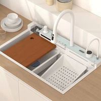 Évier de cuisine multifonctionnel en acier inoxydable 304 blanc crème, évier cascade pour lavage de légumes, vente en gros