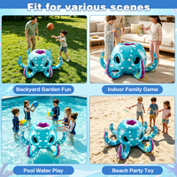 Jeu de lancer d'anneaux gonflable Octopus, jouet aquatique pour piscine, ensemble de balles flottantes avec 5 anneaux pour enfants et adultes, idéal pour les fêtes en extérieur