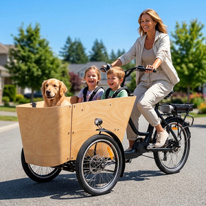 Tricycle électrique à assistance pédale 25 km/h, à chargement frontal, 3 roues, 4 places, vélo cargo électrique pour adultes et personnes âgées - Product Image 3