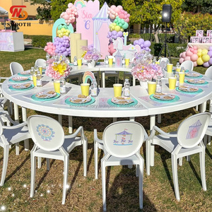 โต๊ะกลมแบบต่อประกอบได้สำหรับงานวันเกิดเด็กเล็ก สีขาว รูปทรงตัว S ขนาดเล็ก เหมาะสำหรับงานกิจกรรมในโรงเรียนอนุบาล - Product Image 3