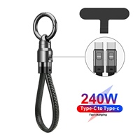 PD240W gantungan kunci Lanyard kulit, gantungan kunci Tipe c Braid Shielding cepat pengisian daya untuk Apple untuk ponsel Android Mobil