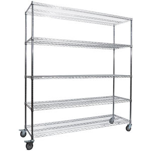 Estantes de banco de trabajo de malla de alambre cromado protegidos contra la corrosión convenientes para manipular y mover estantes de material de taller - Product Image 1