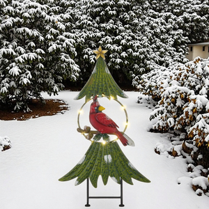 2026นกต้นคริสมาสต์เหล็กสีเขียวต้นฟักทองเสาสวนต้นไม้เคลือบผงสำหรับกลางแจ้งแบบเชื่อม - Product Image 4