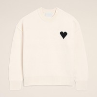 Fabricants de tricots Pull en tricot personnalisé pour femmes Pull Paris Valentine's Heart Intarsia Pull à col rond en laine blanche pour femmes