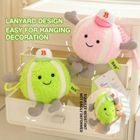 Porte-clés en peluche Balle de tennis Visage souriant Breloque de sac Mignon Kawaii Doux et câlin Vente en gros Personnalisé OEM ODM