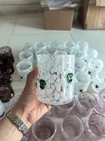 Tasses en verre isolées résistantes à la chaleur avec couvercle à motifs floraux rétro cerise, fraise, sapin de Noël pour boissons et café
