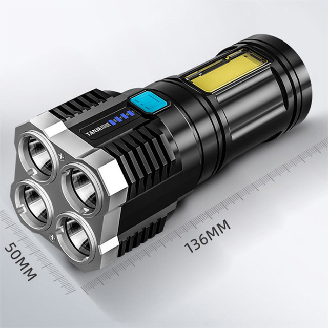 Outdoor Mini Handheld Flashlight Ultra-Bright 3W LED Long-Range COB Spotlight IP67 Waterproof Four-Core Lighting Master for Sale