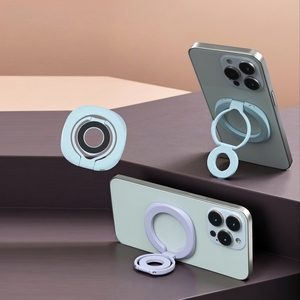 Support de téléphone magnétique pliable en alliage réglable, ultra-fin, anti-chute, avec autocollant arrière et anneau de maintien pour bureau - Product Image 1