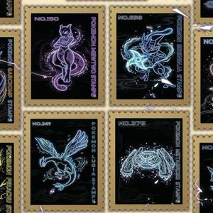 DM Pokemoned Metal Stamp Full Color Printed Funny Gold Silver Rare Charizard Mewtwo Vmax Trading Collectible Card Game Square - Product Image 1
