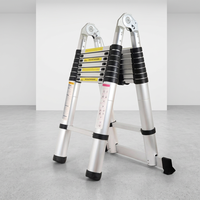 Échelle télescopique robuste moderne, capacité de 330 lb, en aluminium, pieds antidérapants, certifiée EN131-6, pour la maison et les toits