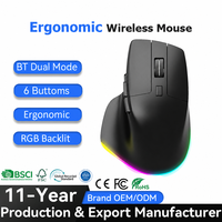 Souris rechargeable, triple mode, gaming, rétroéclairage RGB, ergonomique, pour ordinateur portable, souris de bureau 6D, souris sans fil 2.4G