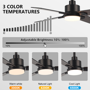 Modern Wood Blades Indoor Decorative DC 3CCT Bedroom Living Room LED <strong>Ceiling</strong> <strong>Fan</strong> With <strong>Light</strong>