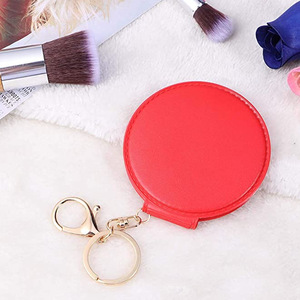 Customized double-sided leather makeup <b>mirror</b>, creative design with <b>mirror</b> and keychain, Japanese and Korean style portable - Product Image 1