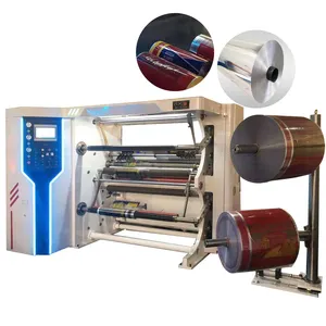 400m/min automatic foil slitting machine center drum jumbo film paper roll slitting rewinding machine