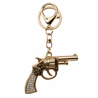 Porte-clés pendentif modèle d'arme à feu en alliage de zinc incrusté de strass, style européen et américain, art moderne Junge (petit pistolet BV)