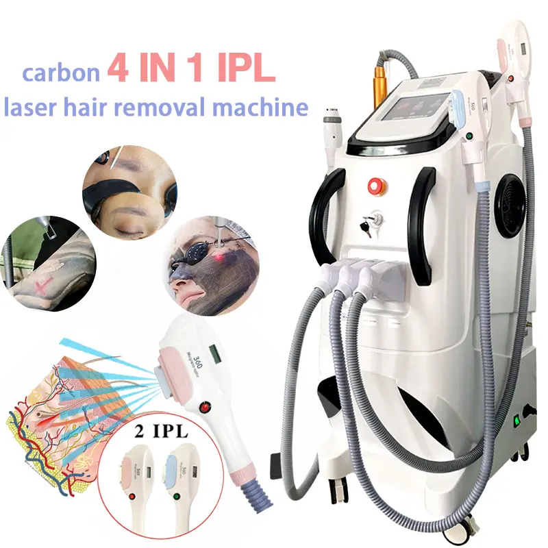 Machines multifonctions 4 en 1 q commuté nd yag carbone rf pour le visage machine d'épilation elight opt ipl diode d'épilation