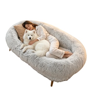 Human Pet Shared Oval Bed Memory Foam Gray Dog Bed Four Seasons Use - Product Image 3