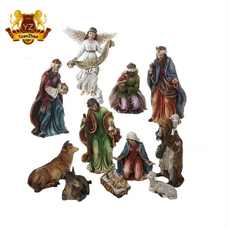 Großhandels preis Religiöse Harz Krippe Statue Fiberglas Set Weihnachts figuren Skulptur Zum Verkauf