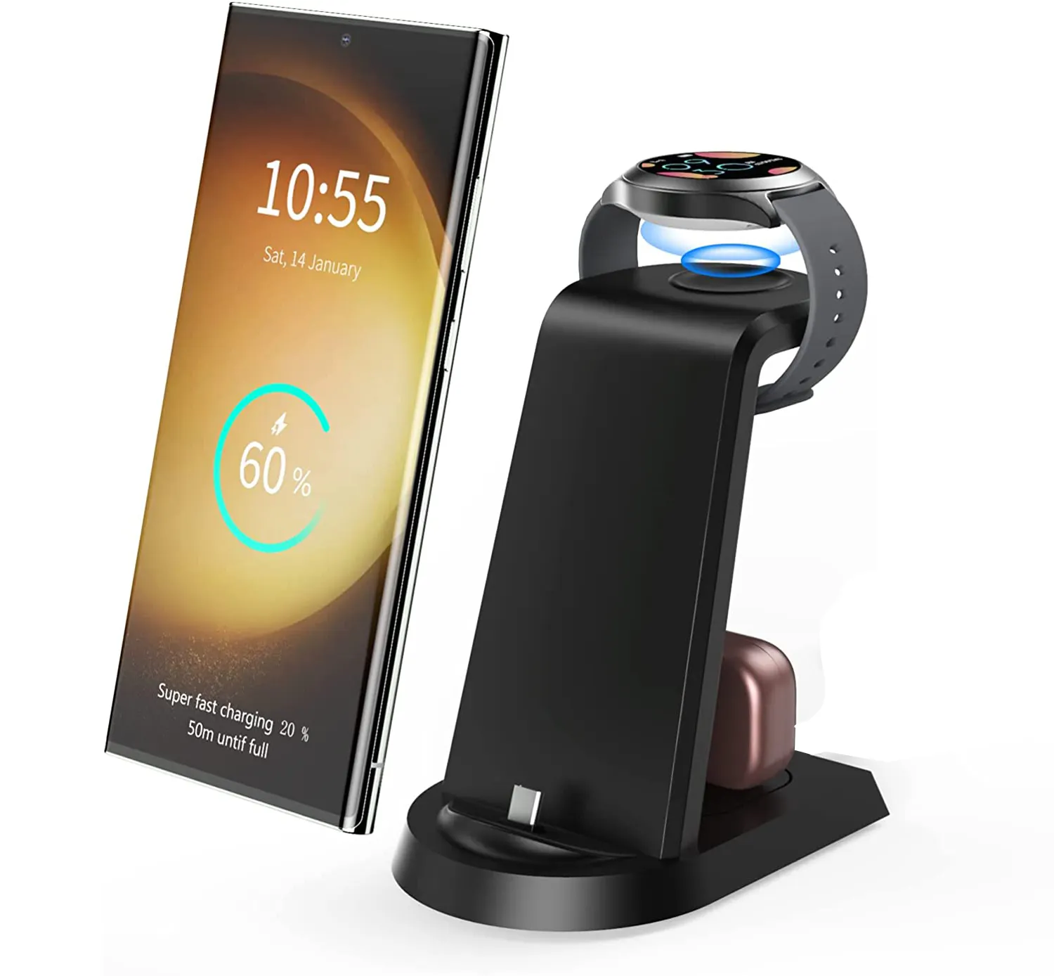 Chargeur sans fil 3 en 1 25W Station de charge super rapide pour téléphone Samsung Android Galaxy Watch Earbud Dropshipping Products 2023