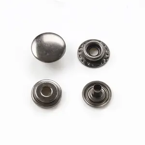 Buttons Silver Custom Logo 4 Parts Brass Metal Press Snap Fastener Snaps Button For Clothing