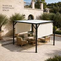 Pergola à auvents latéraux réglables 3x3m, structure tout acier thermolaqué, autoportante, résistante aux intempéries pour repas en extérieur