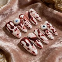 Autocollants pour ongles Bloody Mary de style européen et américain pour Halloween, autocollants pour ongles français en ABS pressés à la main pour les doigts