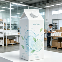 Boîte en carton à toit ouvrant personnalisée pour jus de fruits (orange, citron, pamplemousse, mangue, ananas, litchi, goyave)