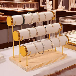 Hot Sale Custom Round Bar Bracelet <b>Wooden</b> Display Stand Jewelry <b>Watch</b> Storage Rack Necklace and Bracelet Storage Display - Product Image 3
