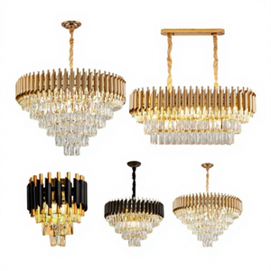 โคมไฟระย้าคริสตัลเหล็กสีทองสวยงาม โคมไฟระย้าห้อยระย้า โคมไฟคริสตัลหรูหรา - Product Image 1