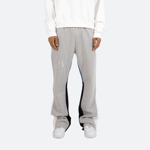 Pantalon de jogging décontracté à taille élastique, coupe ample, évasé et empilé, à jambe large - Product Image 2