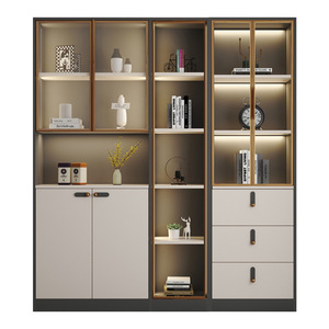 Huide Integrated <b>Wall</b> Mounted Bookcase With <b>Glass</b> Doors Storage Cabinet For Living Room Display <b>Shelf</b> HD-SG98 - Product Image 5