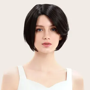 Rebecca Wig Bob Rambut Pendek Lurus Warna Ombre Wig Kostum Sintetis Warna-warni Wig Flapper Pesta untuk Wanita