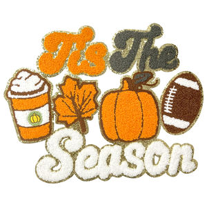 Хит продаж, нашивки для благодарения индейки, вышивка из синели, утюгом для одежды, тыква, блестящий бант, нашивки из синели - Product Image 6