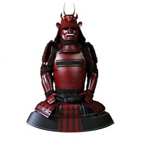 Casque de samouraï japonais style Oni en corne de bœuf, armure Akazonae de la période Sengoku, en métal, pour enfants, décoration sur pied pour films et télévision
