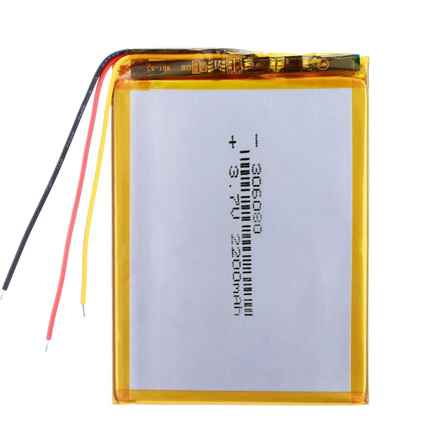 306080 Ultra-thin Polymer Lithium Battery, Suitable for Tablets, 3.7V Rechargeable 2200mAh 357090 356075 406080 7565121 Battery