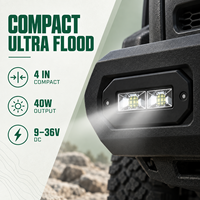 Projecteur de travail LED HSSH 4 pouces 40W ultra-plat à montage encastré, éclairage de scène ultra-large pour camion, SUV, VTT, UTV
