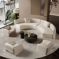 Luxuriöses Halbkreisförmiges Öko-Tech Ledersofa mit Schwammfüllung und Beweglichem Design für Schönheitssalon Geschäftshotel Lobby Ferienhaus