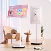 Écran de diffusion en direct professionnel de 21,5 pouces avec système Android TV portable HD, téléviseur LCD blanc - Appareil de diffusion en direct