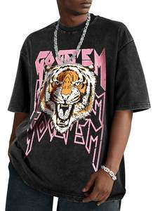 T-shirts graphiques surdimensionnés pour hommes T-shirts à col rond en coton mélangé pour hommes T-shirts à manches courtes coupe ample - Product Image 6