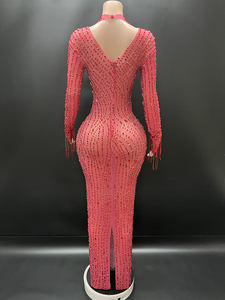 2020ผู้หญิงสีแดงเซ็กซี่นางเงือก/ทรัมเป็ตเลื่อม <span class=keywords><strong>Pronm</strong></span> ชุดราตรีแฟชั่นกับแขนยาว - Product Image 6