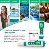Stylo testeur de qualité de l'eau Portable 5-en-1 de haute précision le plus récent OEM d'électrode remplaçable TDS/EC/PH/ORP/TEMP personnalisable