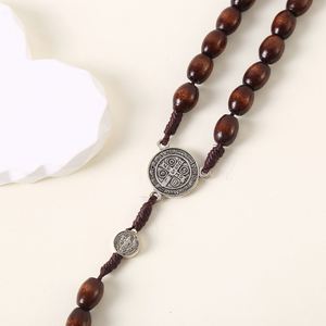 Perles de chapelet catholiques personnalisées, perles en bois 8*10mm, croix, Jésus, Saint, collier, bijoux, chapelets chrétiens, fournitures pour la fabrication de cadeaux - Product Image 5