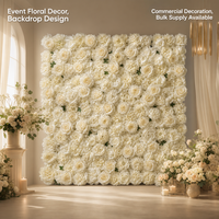 Panel de Flores Artificiales de Hortensias y Rosas Estilo Europeo al por Mayor para Decoración de Bodas, Fiestas, Escaparates y Cabinas de Fotos