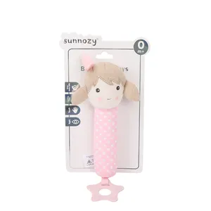 Penjualan panas Bayi tangan menangkap cincin bell kartun lucu boneka anak laki-laki & perempuan lembut BB stick plush rattle