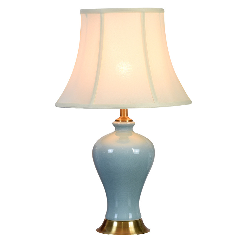 Современная роскошная домашняя лампа для гостиной с тканевым абажуром, Керамическая Настольная лампа, светодиодная настольная лампа